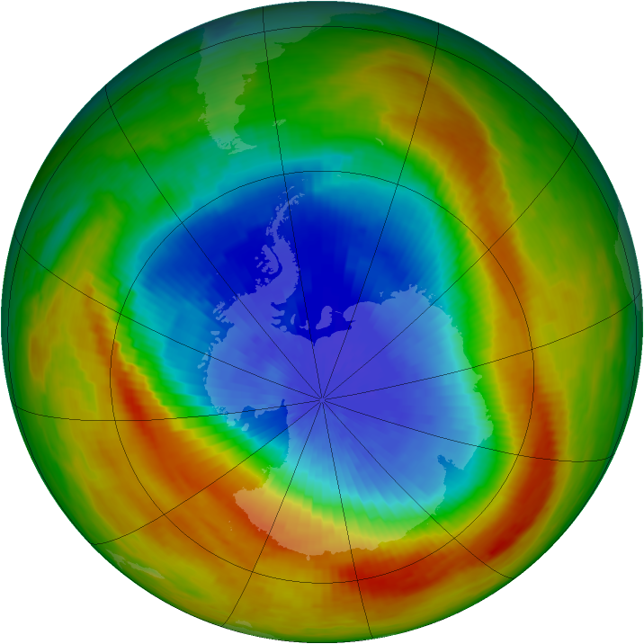 Antarctic ozone map for 10 October 1988
